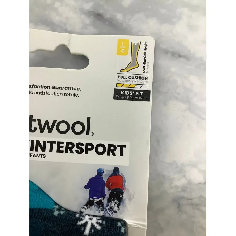Smartwool Kids Large Wintersport Polar Bear Twilight Blue O.T.C Socks  M30-27